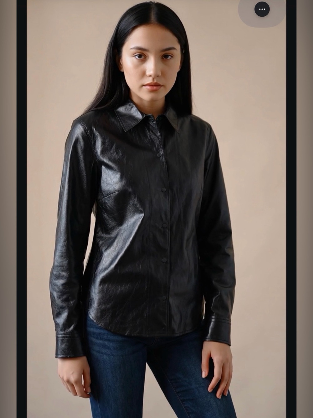 Express Black Genuine Leather SnapDown Shirt